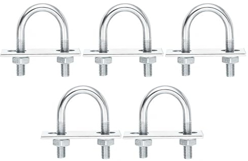duoyif Bulloni a U rotondi M8, larghezza interna 27 mm, lunghezza 59 mm, bulloni a U con dadi e rondelle, per tubi, legno, auto, costruzione, industria, navi, set da 5 pezzi (M8, 27 x 59 mm)