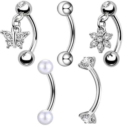 5 PCS Silver Daith Piercing Jewellery, Eyebrow Piercing Jewellery for Women