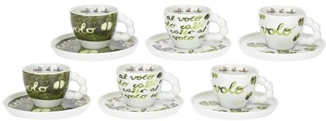 THUN - Set 6 Tazzine con Piattino, Collezione Caffè al VoloD6,7x5,25H 85cc D12