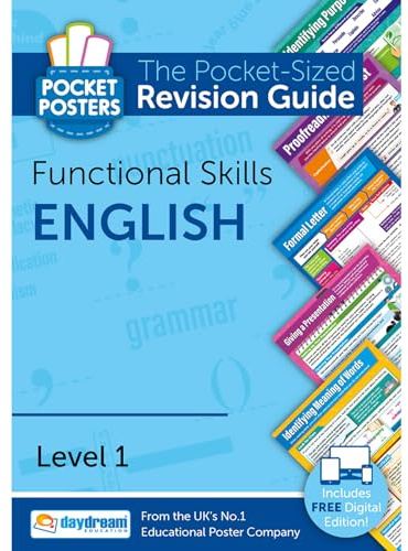 Daydream Education Functional Skills English Level 1 Revision Guide, Includes FREE Digital Versions with Interactive Quizzes - for 2026-2027 exams (Pocket Posters)