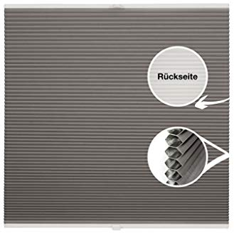 ondeco Waben-Plissee Thermo auf Maß für alle Fenster innen, Montage in Glasleiste Spannschuh, Sonnenschutz-Rollo lichtschutz und Blickdicht, Verdunkelung Grau B: 51-60 cm, H: 40-100 cm