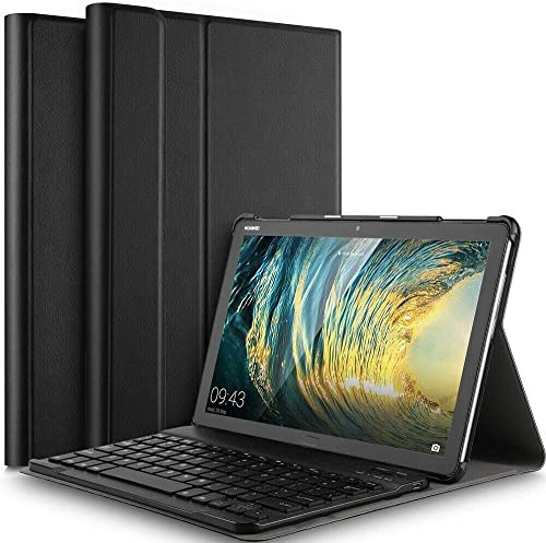 Vendopolis Funda con Teclado Español para Galaxy Tab A 10.1 2019 T510 T515, Carcasa Delgada con Teclado Inglés Inalámbrico Desmontable Magnético para Galaxy Tab A 10,1 Pulgadas SM-T510 SM-T515 -Negro