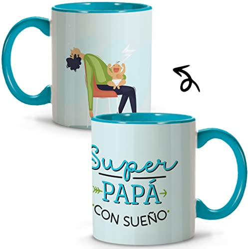 LolaPix Taza Papa Desayuno. Dia del Padre Regalos. Tazas con Mensajes. Regalo Papá Primerizo. Apta para Lavavajillas. Taza día del Padre 330ml. Padre con Sueño