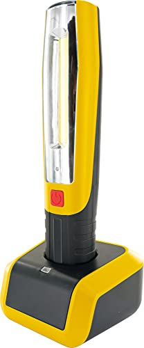 SCHWAIGER FL1100 531 2in1 Multifunktionsleuchte Taschenlampe Strahler mobiles Licht mit Ladestation Magnethalter Aufhängehaken gelb schwarz