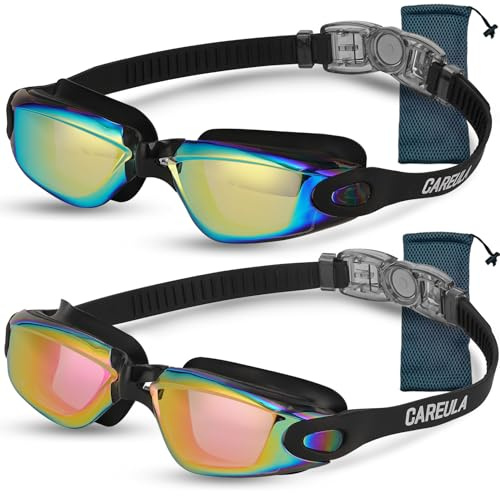 Careula Kids Swim Goggles, 2 Pack Swimming Goggles for Kids Anti-Fog UV Protection Goggles Child Boys Girls 3-8