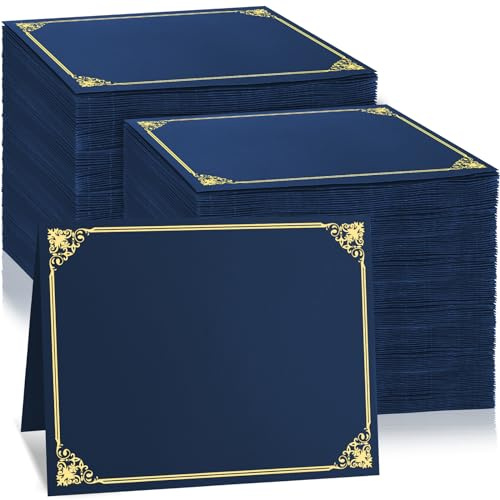 150 Pcs Certificate Holders Bulk, Navy Blue Diploma Covers Gold Foil Border, Document Covers for Letter Size 8.5x11 Award Certificates, Cardstock, Document Papers, Graduation