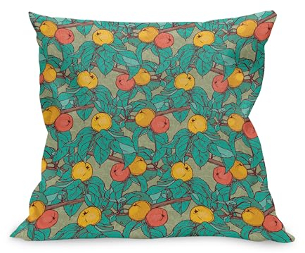 ABAKUHAUS Sommer Kissenbezug, Apfelbaum-Frucht-Blätter Zweig Frühlings-Wachstum Rural Yard Landwirtschaft, Kissenhülle mit Reißverschluss Beidseitiger Druck, 90 x 40 cm, Türkis und Mehrfarbig
