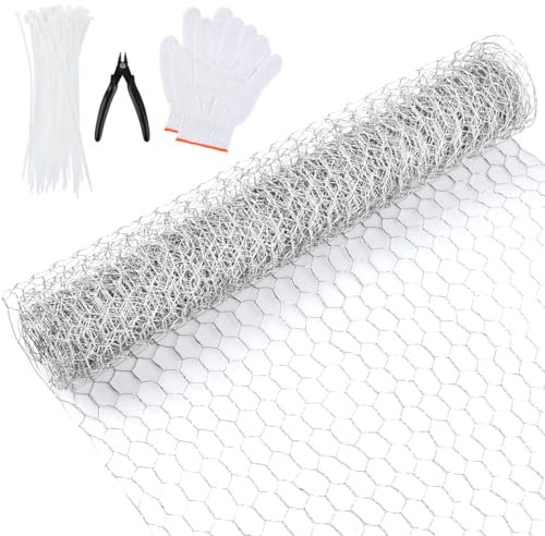 0,4 x 5 m de alambre de conejo Valla de pollo Galvanizado con bridas, malla de alambre de malla fina, alambre de conejo hexagonal, malla de alambre ligero