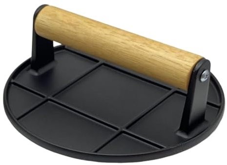 Wscwl Burger Smasher | 6.3 Inch Cast Iron Grill Press - Griddle Press Round Flat Press with Anti Scalding Anti-slip Handle for Home Kitchen Outdoor BBQ
