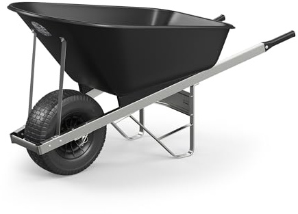 Agri Barrow Wheel Barrow 120 Litre Plastic Wheelbarrow with Fat Puncture Proof Tires, Black- Ideal for Equestrians, Gardeners, Yard & Garden Maintainers, Farmers, Stable Workers, Allotment Owners