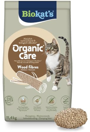 Biokat's Organic Care Wood Fibres 11,4 kg - Feine klumpende Katzenstreu aus nachwachsenden und biologisch abbaubaren Pflanzenfasern - 1 Sack (1 x 11,2 kg)