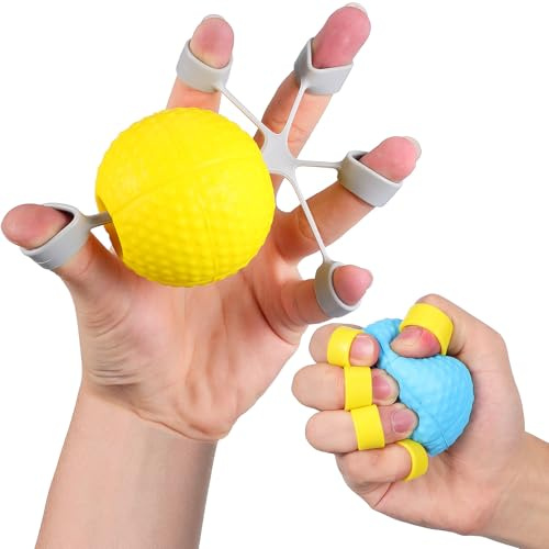 Homoyoyo Entraîneur de Force des Doigts Texture Antidérapante en Silicone et PU 2 Pièces pour Musculation et Rééducation Sportive à Domicile