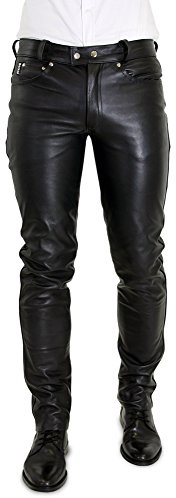 Bockle® Big Cheeker Pantalon en Cuir de Bovin Noir pour Homme | Style Jean