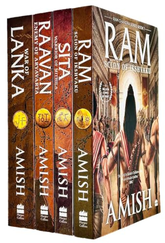 Amish Tripathi Ram Chandra Series Collection 4 Books Set (Ram, Sita, Raavan & War of Lanka)