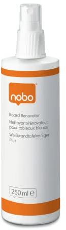 Nobo Whiteboard-Reinigungsspray, 250 ml, Tafelreiniger für magnethaftende und trocken abwischbare Whiteboards, für den monatlichen Gebrauch (1901436)