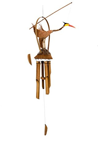 Ca... 100cm Großes Holz Vogel Windspiel Feng Shui Handarbeit Bambus Klangspiel Garten Deko