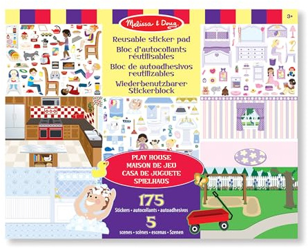 Melissa & Doug Libro Adesivi Attacca e stacca Bambini, Album Sticker la mia casa e Il Mio Giardino, Giochi da Viaggio creativi per Bambini e Bambine dai 3 Anni in sù - Certificati FSC