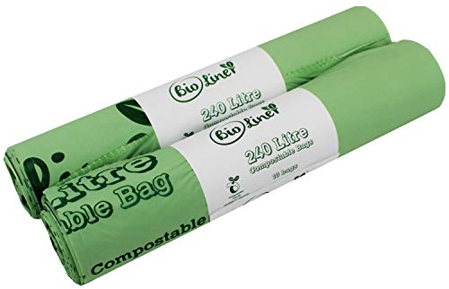 Bolsas de basura compostables de 240 litros. Bolsas de basura biológicas con guía de compostaje, 20 unidades