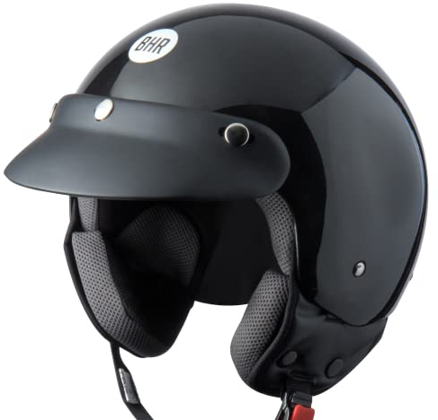 BHR Demi-Jet Helm 803 Simply, Praktischer Rollerhelm mit ECE-Zulassung, Motorrad-Jet-Helm mit abnehmbarem Gesichtspolster, SCHWARZ METALLIC, L