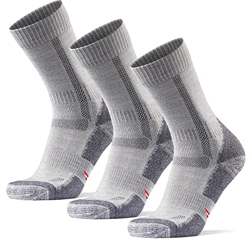 DANISH ENDURANCE Merino Wandersocken, Sommer Trekkingsocken, Unisex, Herren, Damen & Kinder, 3 Paar, Grau, 35-38