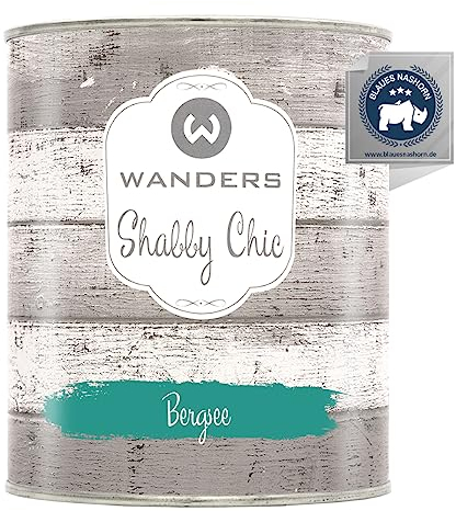 Wanders Shabby Chic Kreidefarbe 750 ml - Bergsee/Dunkles Türkis - Küchenmöbellack und Möbelfarbe ohne Schleifen. Chalk Paint, für Holz & mehr. Hohe Deckkraft, schnell trocknend