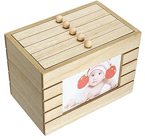 FEDBNET Time Treasure Box aus Holz, für 6 Andenken, Retro-Fotoalbum, Box aus Holz, Geschenk, 15,2 cm, für 100 Fotos