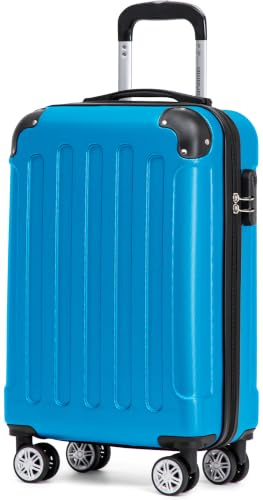 BEIBYE Handgepäck Koffer M 55 cm – Kabinenkoffer aus ABS, leicht, 360° Doppelrollen, Reisekoffer für Kurzreisen, Türkis