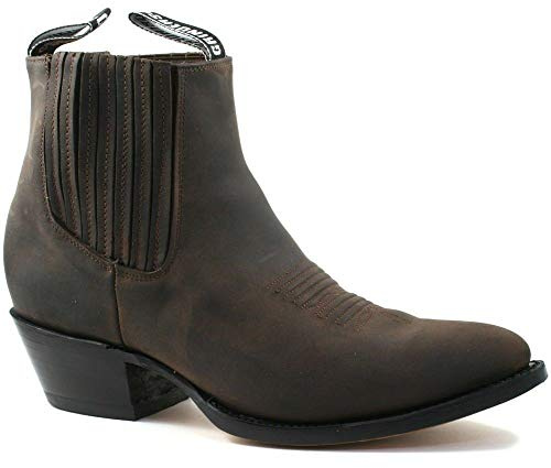 Grinders Maverick Botines Vaqueros Unisex de Cuero Marrón de Baile 11