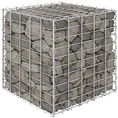 Tidyard Würfel-Gabionen-Hochbeet Gabione Pflanzkübel Gabionen-Pflanzgefäß Pflanzmaschine Stahldraht 50x50x50 cm