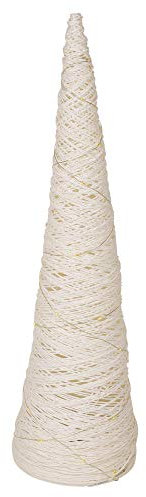 URBNLIVING Conos de árbol de Navidad con luz LED, forma de pirámide con luces de hadas, decoración del hogar (blanco con purpurina, 40 cm)