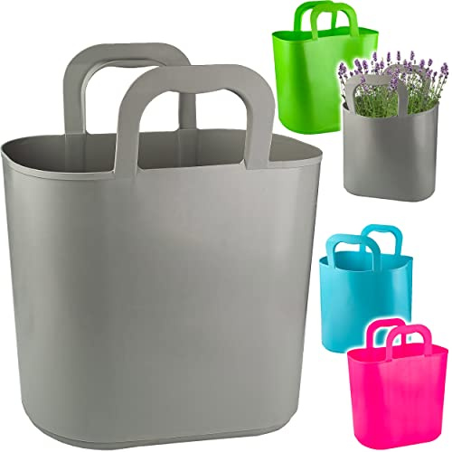 alles-meine.de GmbH 2 Stück Flexi & flexibel Modell + Farbwahl XL große - biegbare - Einkaufskörbe/Pflanztasche mit Henkel - bunt - neon Farben - Einkaufstaschen Aufbewah..