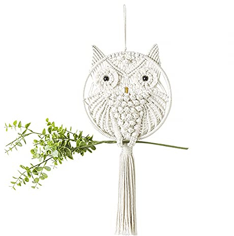 MEROURII Arazzo Parete Gufo,Arazzi Appendere Gufo Macramè per Casa Ufficio Soggiorno Camera Letto Decorazione Artigianali