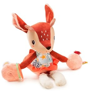 Lilliputiens - Aktivitätsrassel Stella das REH - Interaktive Plüschfigur für Babys mit Spiegel, Glöckchen und Knisterpapier - Fördert Sinne, Motorik und Fantasie - Ab 9 Monaten - 83300