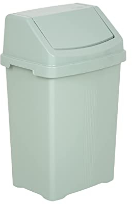 M1SS 8L/25L/50L Litre Plastic Swing Bin Waste Recycle Dustbins Kitchen, Bathroom Rubbish Trash Refused Bins (Silver Sage, 8 Litre)