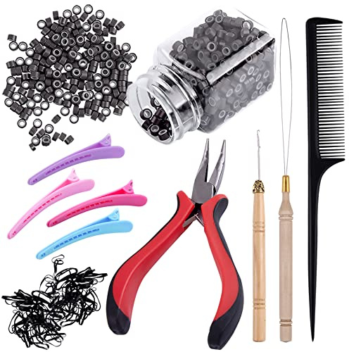 Duufin Micro Anneaux Extension Marron Foncé Pièces Pince Aiguille Pinces Cheveux 1 Piège
