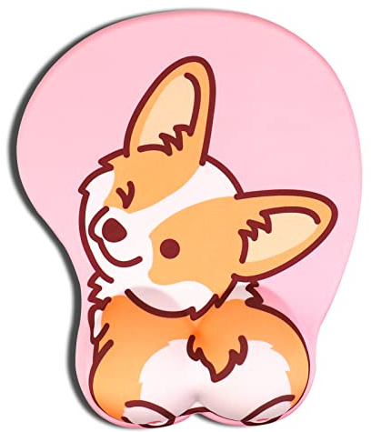 AOKSUNOVA 3D-musmatta med gelkudde ergonomisk musmatta med handstöd sött Corgi motiv handledsstöd