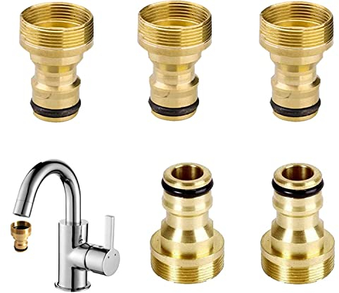 Aatpuss 5 Piezas Conector de Grifo de Latón, Adaptador de Grifo de Latón de 3/4 de Pulgada, Adaptador de Grfo Interno de Ltón, Conectores de Ltón Para Mangueras de Jardín
