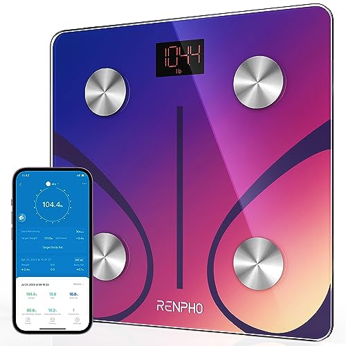 RENPHO Body Fat Scale Bluetooth, Digital Scales for Body Weight Bathroom Weighing Scale Smart BMI Scales, Body Composition Monitors with Smartphone App, Red, Elis 1