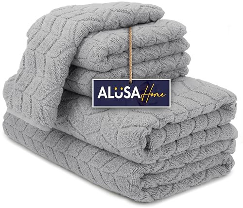 Toallas de baño de lujo ultra suaves y afelpadas de 700 g/m², 100 % algodón de fibra larga, muy absorbentes y extragrandes, juego de toallas de 6 piezas (gris peltre)