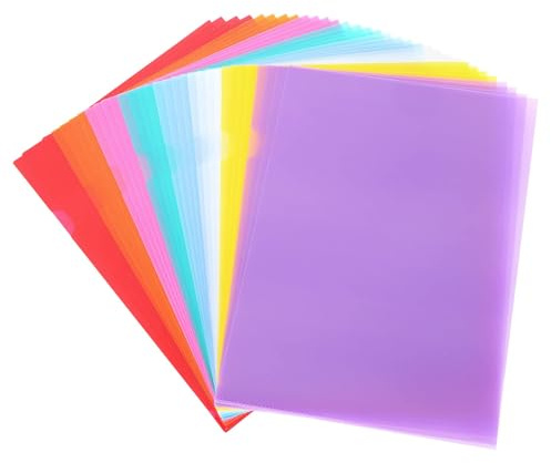 ASelected 64 Stück bunte Kunststoff-Mappe, Ecktasche, Dokumententasche, 8 Farben, 31 × 22 cm