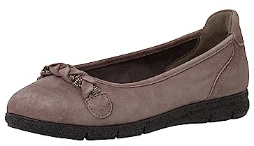 Tamaris Comfort Damen Ballerinas aus Leder Klassisch Comfort Fit, Grau (Anthracite), 39 EU