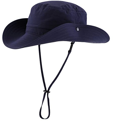 Magracy Herren-Sonnenhut mit LSF 50+, breite Krempe, UV-Schutz, Safari-Hut, wasserabweisend, marineblau, Einheitsgröße