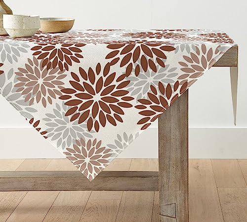 Artoid Mode Blumen Braun Dahlien Sommer Tischwäsche, Saisonnal Küche Tisch Dekoration Drinnen Urlaub Party Dekor 85x85 cm