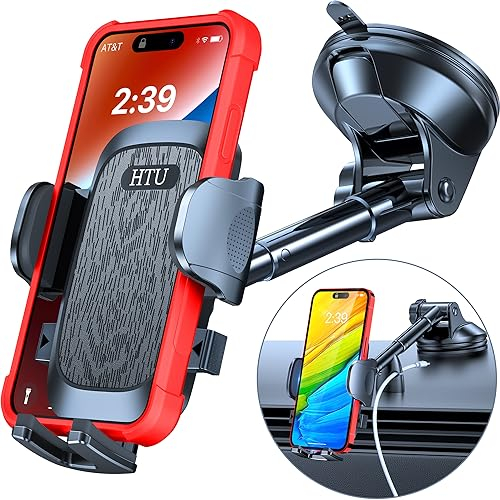 2025 Upgraded Pro Version Car Phone Holder 【80+LBS Strongest Suction】【Patent & Safety Certs】Mobile Phone Mount Dashboard Windscreen Van Cradle for iPhone 16 Pro Max 15 14 13 Samsung, Black