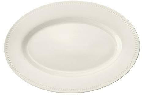 Mikasa Cranborne Fuente Ovalada para Servir, Fuente Ovalada de Gres Crema para Servir Comida, 39cm, Plato Grande para Servir - Apto para Microondas y Lavavajillas