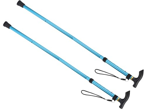 M METERXITY 2 Pack Trekking Poles - Collapsible Hiking Walking Sticks, Telescopic & Folding, Apply to Men Women Walking Backpacking (33-37, Blue)