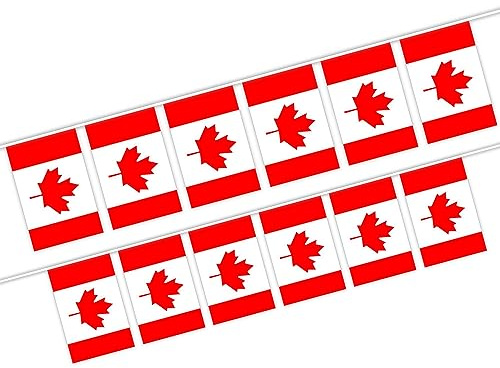 Canada Bunting Flags 10 Metre Canadian Flag Garland 30pcs for Party Festival Celebration Sport Schools Street Carnivals Birthday Garden Home Remembrance Day Decorations -Polyester Material Fabric