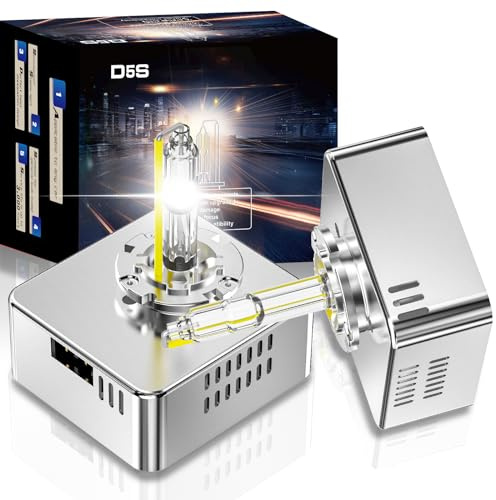 NAVOROGE D5S HID Bulbs, 6000K 35W Cool White Xenon D5S High Low Beam HID Bulb Xenon Replacement Bulb Pack of 2