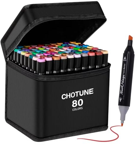 80 Farben Filzstifte Set,Alkohol Marker, Doppelseitige Farbspitz für Malerei,Manga, Design, Rendering, Brief, Zeichnung, Schule mit Lagerbasis