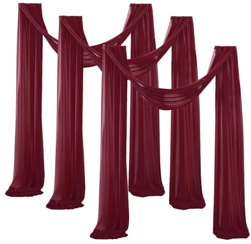 FANSU 3 Stück Vorhang Hochzeitsbogen, Querbehang Freihanddeko Chiffon Tüll Stoff Deko Vorhang Hochzeit Querbehang für Torbogen Zeremonie Geburtstag Party Gardinen Deko, (braun,75 * 550cm)